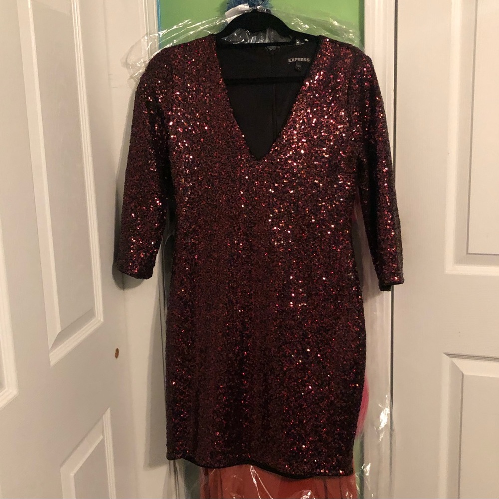 Express red Sequins dress